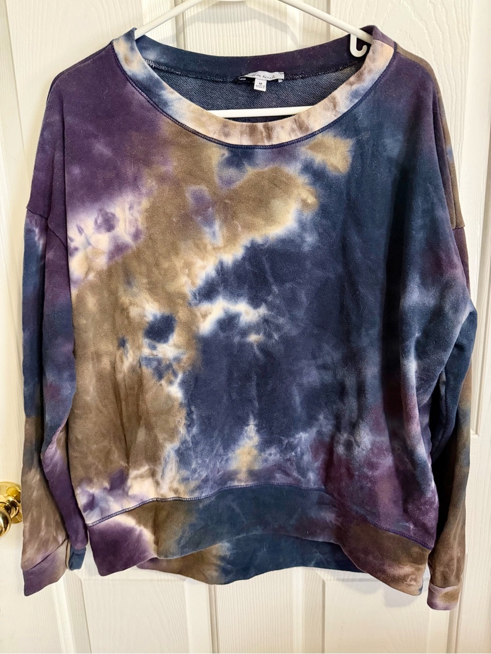 White Birch Tie-Dye Pullover Sweatshirt in Purple, Navy & Brown
